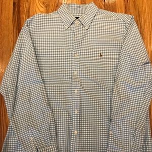 Ralph Lauren Turquoise Gingham Button Down XL